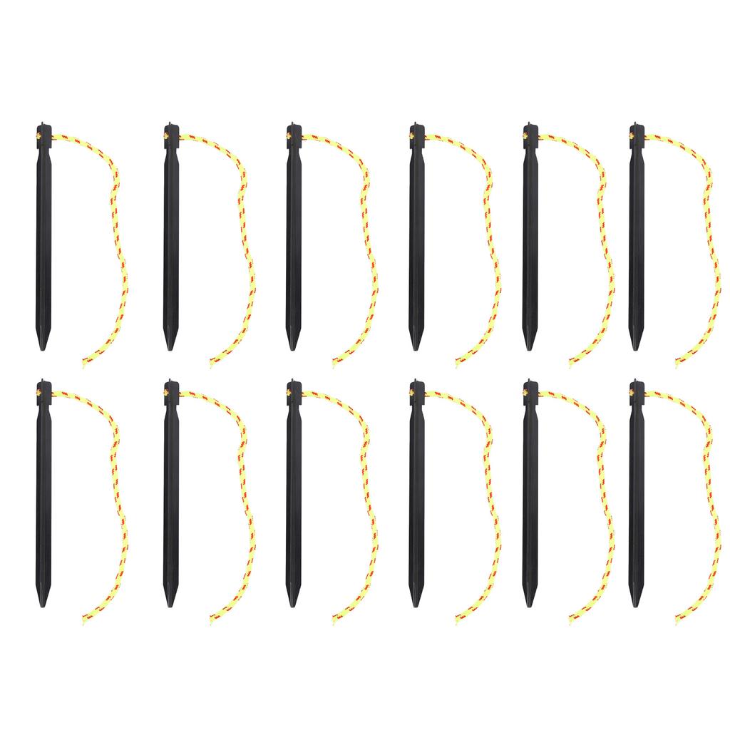 12PCS Tent Stakes Aluminum Alloy Three Edges Lightweight Tent Nail Ground Pegs with Pull Ropes for Backpacking Camping