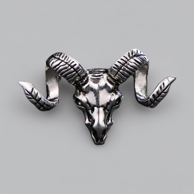 Retro Ram Skull Brooch Polished Alloy Metal Unique Gothic Punk Style for Party Wear Fashion Jewelry Accessory for Teens