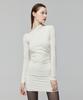 Lady Volume Unbalanced Shirring Mini Dress_Cream