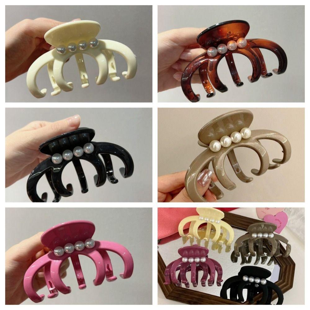

Pearl Large Claw Clips Acrylic Large Hair Claw Hairpin Women коричневый