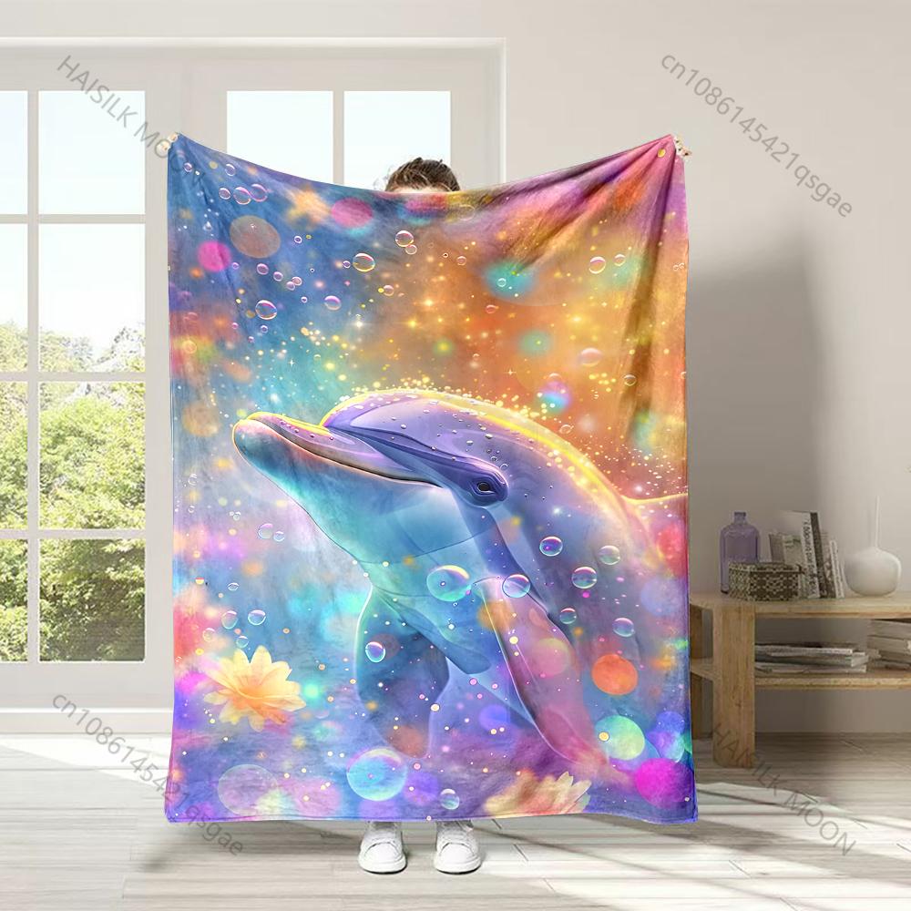 Multi-Size Dolphins In The Underwater World Print Warm and Comfortable Blanket for Home Sofa Bed Travel Camping Picnic RV