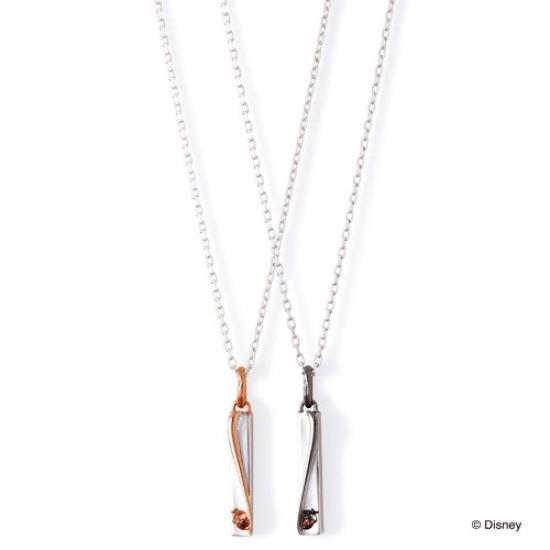 THE KISS Disney Chip & Dale Silver Pair Necklaces Set of 2 DI-SN709CB-710CB - Matching Jewelry for Couples, Proposal Gift, Bag & Box