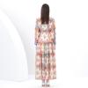 Spring Summer Women Stand Collar Single Breasted Retro Print Oversize Plus Size Long Maxi Party Dresses with Belt