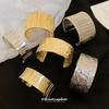 Minimalist Metal Grid Bracelet - European & American Fashion Niche, High-end Style Hand Jewelry