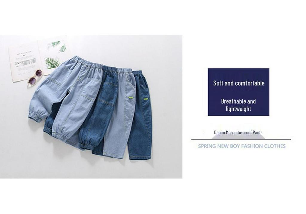 Kids' Summer Lightweight Tencel Cotton Mosquito Repellent Pants - Unisex Casual Long Jeans for Boys & Girls