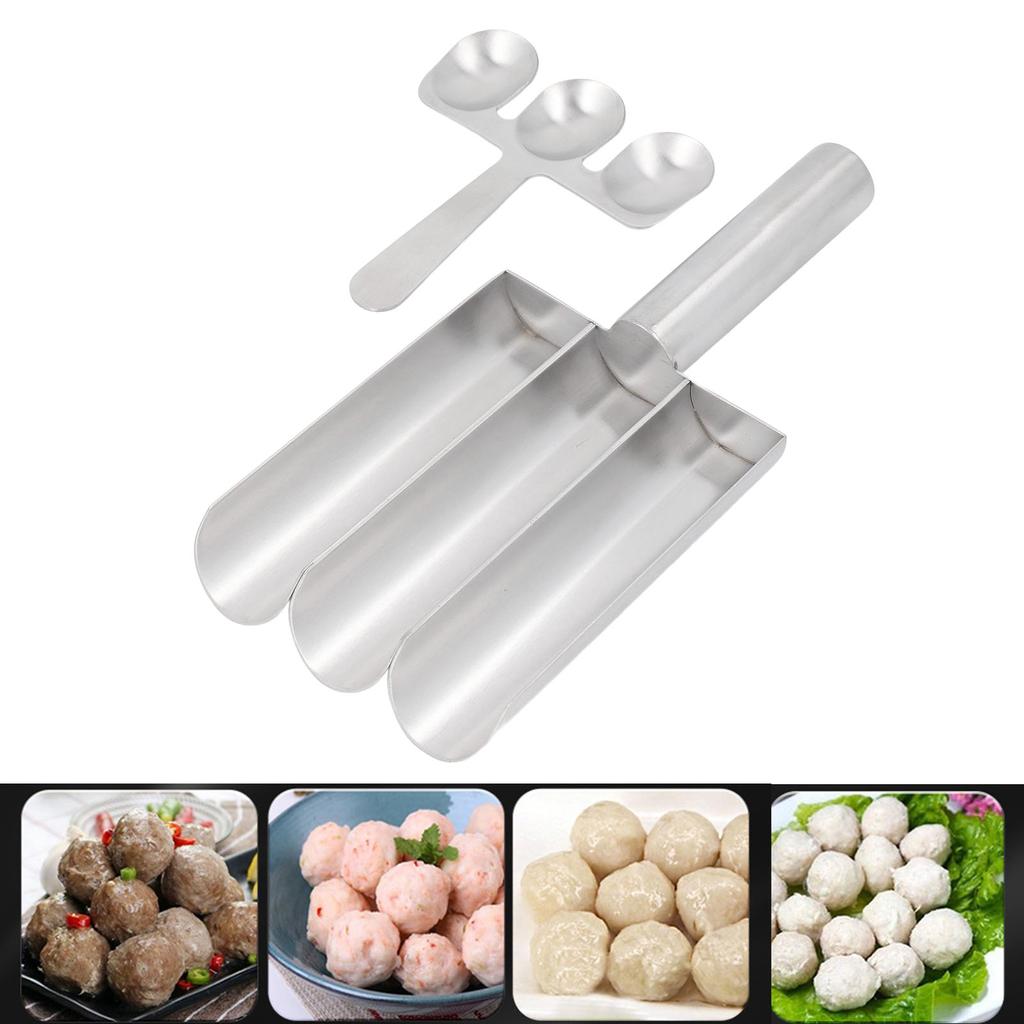 Meatball Maker with Cutting Spoon Stainless Steel Meat Baller Spoon for Kitchen Bar Restaurant