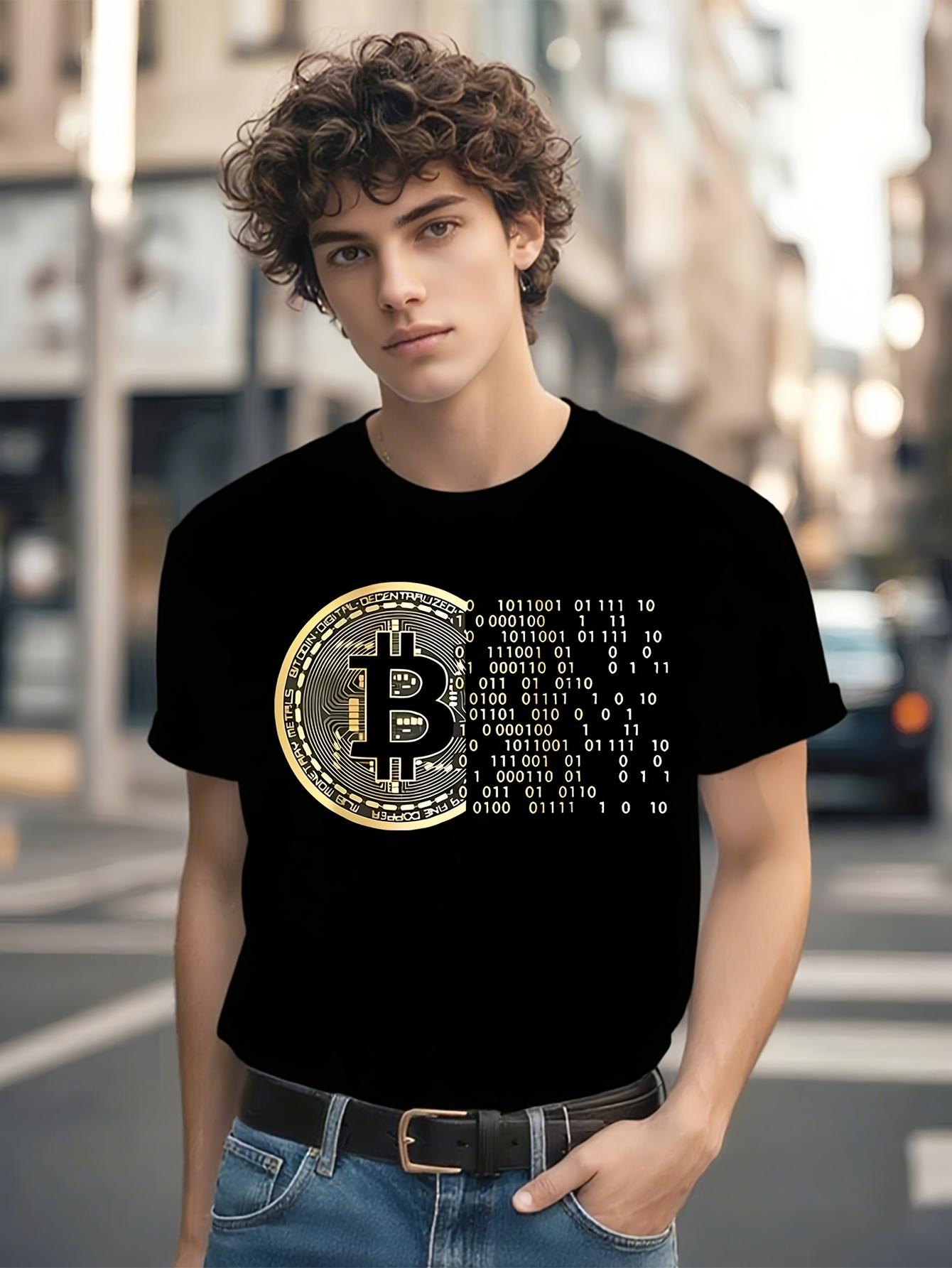 Bitcoin BTC Tshirt Graphic Tshirt - Black with Golden Bit... S
