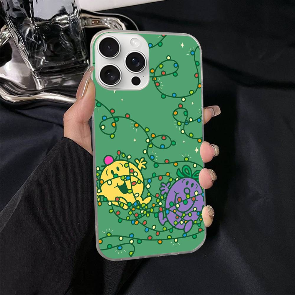 Gifts Mr Men And Little MisS Silver Gradient Pleated Water Ripple Phone Case For IPhone 17 16 15 14 13 12 11 Pro Max