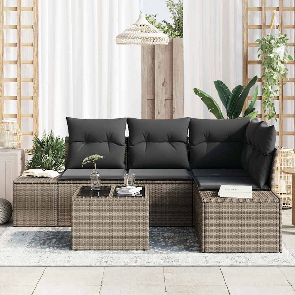 Modular Garden Sofa Set in Light Grey Poly Rattan