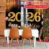 Set Of 2 Flat Printing Newyearcelebration Chic Pattern Curtains Versatile Polyester Fabric Room Decor Suitable Curtain