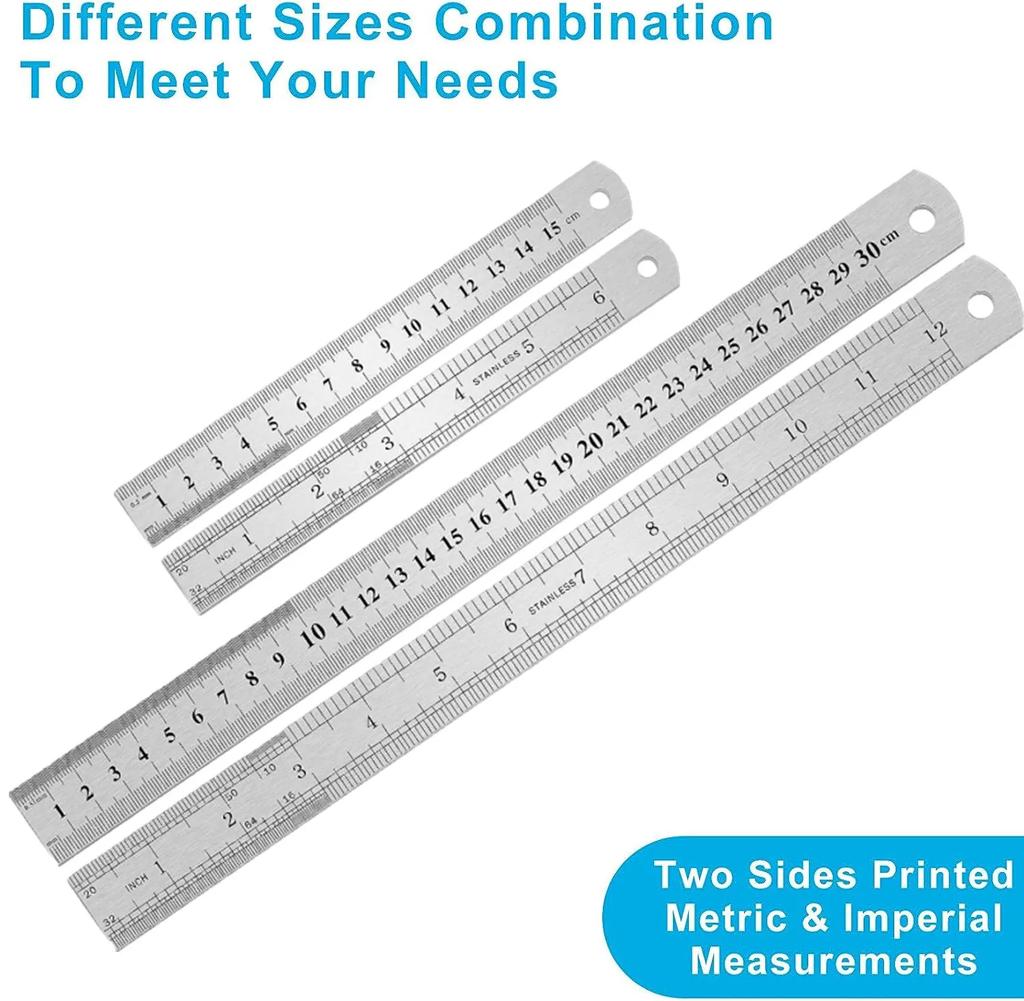 3 Pieces, Double-sided Ruler, Stainless Steel, Centimeter Ruler, Metric Ruler, Precision Measuring Tool, School Supplies Ruler