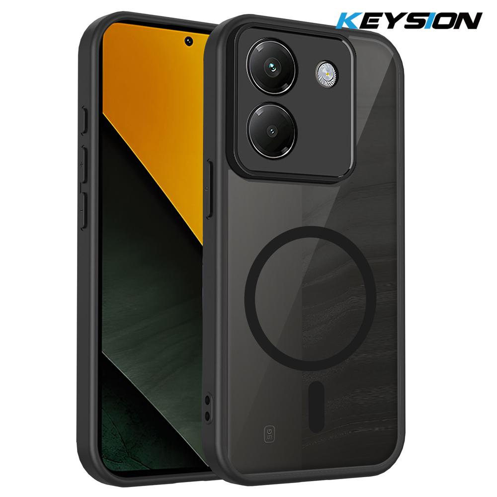 

KEYSION Magnetic Phone Case for Xiaomi POCO M7 Pro 5G Silicone+PC Matte Translucent Clear Shockproof Back Cover for POCO M7 Pro for POCO M7 Pro 5G чорний