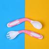 Baby Spoon and Fork Set Travel Case Bendable & Non-Slip Handle Baby Training Spoon with Storage Box Portable Baby Tableware for Babies Infants Toddler