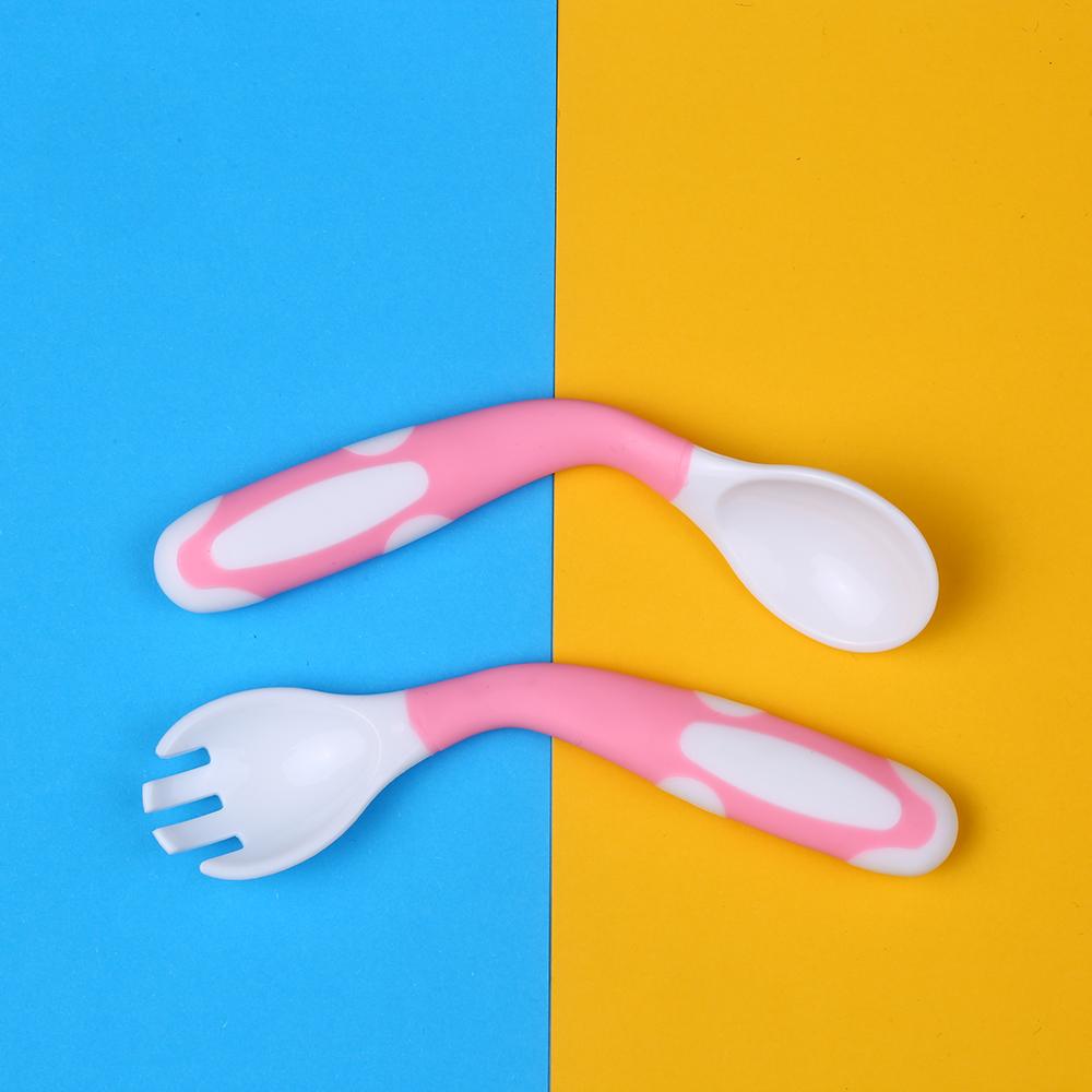 Baby Spoon and Fork Set Travel Case Bendable & Non-Slip Handle Baby Training Spoon with Storage Box Portable Baby Tableware for Babies Infants Toddler
