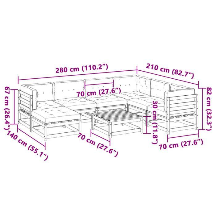 VidaXL Salon de jardin 8 pcs avec coussins bois de pin imprégné 3299559