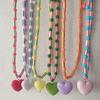 Heart Beaded Necklace Unique Neck Jewelry Heart Pendant Necklace Resin Texture Fashion Necklace for Fashion Ladies