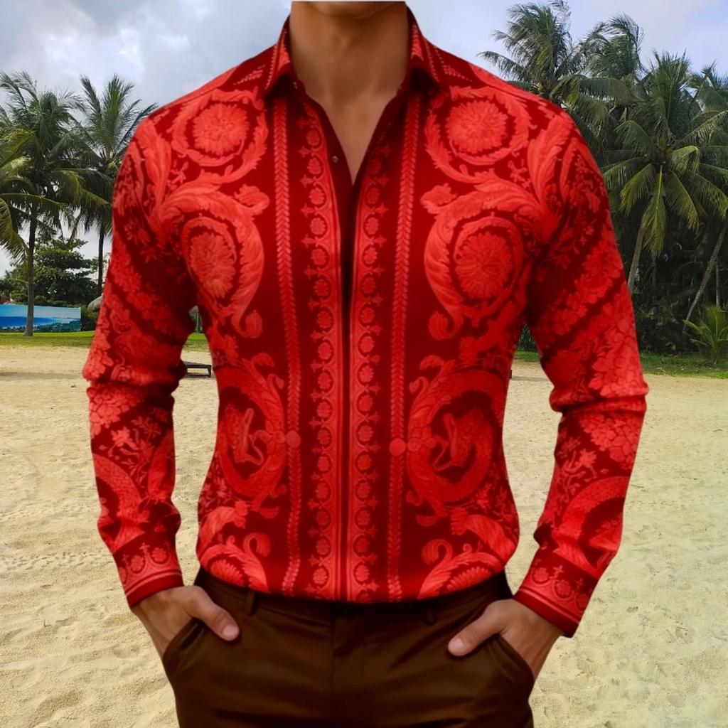 Luxury essential! Baroque Long Sleeve Shirt, Stylish.