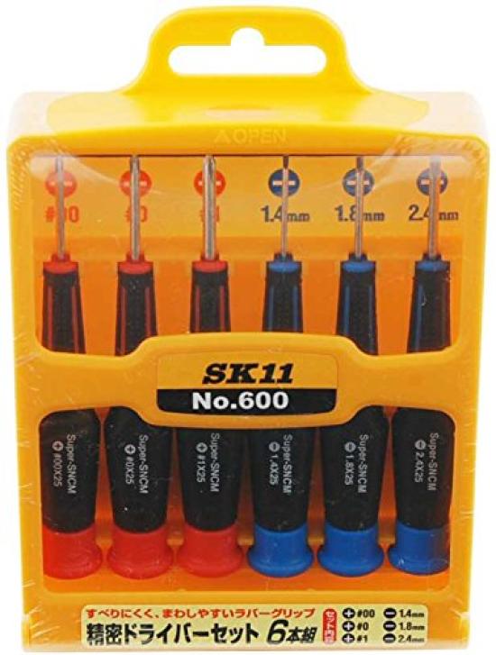 SK11 Precision Screwdriver 600 Set, 6-Piece Set, No.
