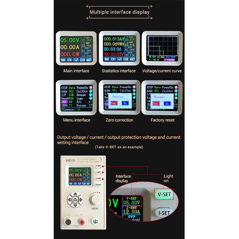 60V 12A Adjustable CNC for DC Power Supply Step-down Power Supply Module Constant Voltage Constant Current LCD Screen
