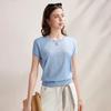 Women's Silk Blend Rhinestone Knit Short Sleeve Top