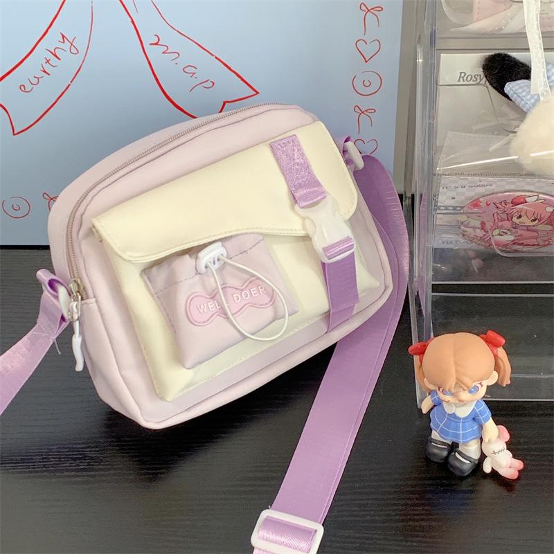 Japanese Cute Bag Female Simple Girl Messenger High Value Ins Fresh and Sweet Student Candy Color Messenger Bag