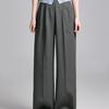Wide Two-Pleat Waist Button Slacks