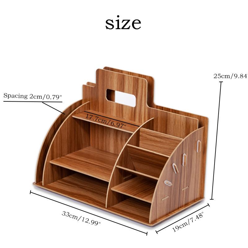 Organizator de birou din lemn Suport pentru pixuri Birou de birou Sortator din lemn cu organizator de sertar Pen Creioane Organizator Raft pentru cărți ZM902