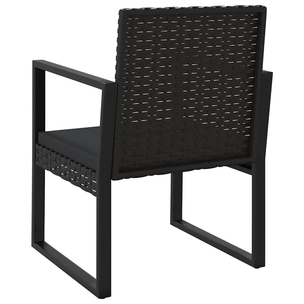 vidaXL 3-tlg. Garten-Lounge-Set mit Kissen Schwarz Poly Rattan