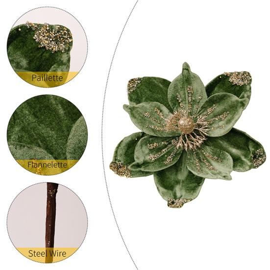 Yousheng Vánoční květiny třpytivé umělé ozdoby měkké aranžmá květin na vánoční stromek novoroční svatební dekorace