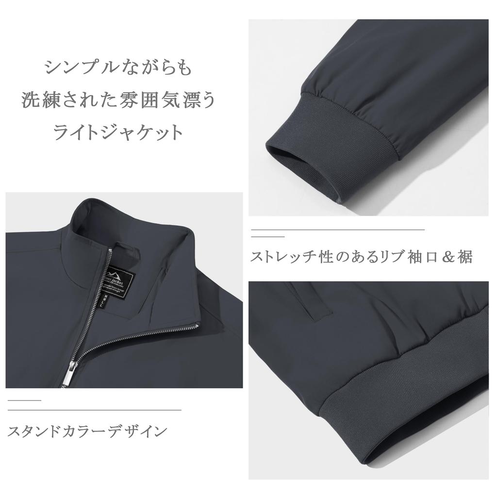 KEFITEVD Autumn Plus Lightweight Dark Size L Men's Jacket, Windproof, Water-Repellent, Outerwear, Golf, Workwear, Jumper, Size, Gray, Jacket, Winter,