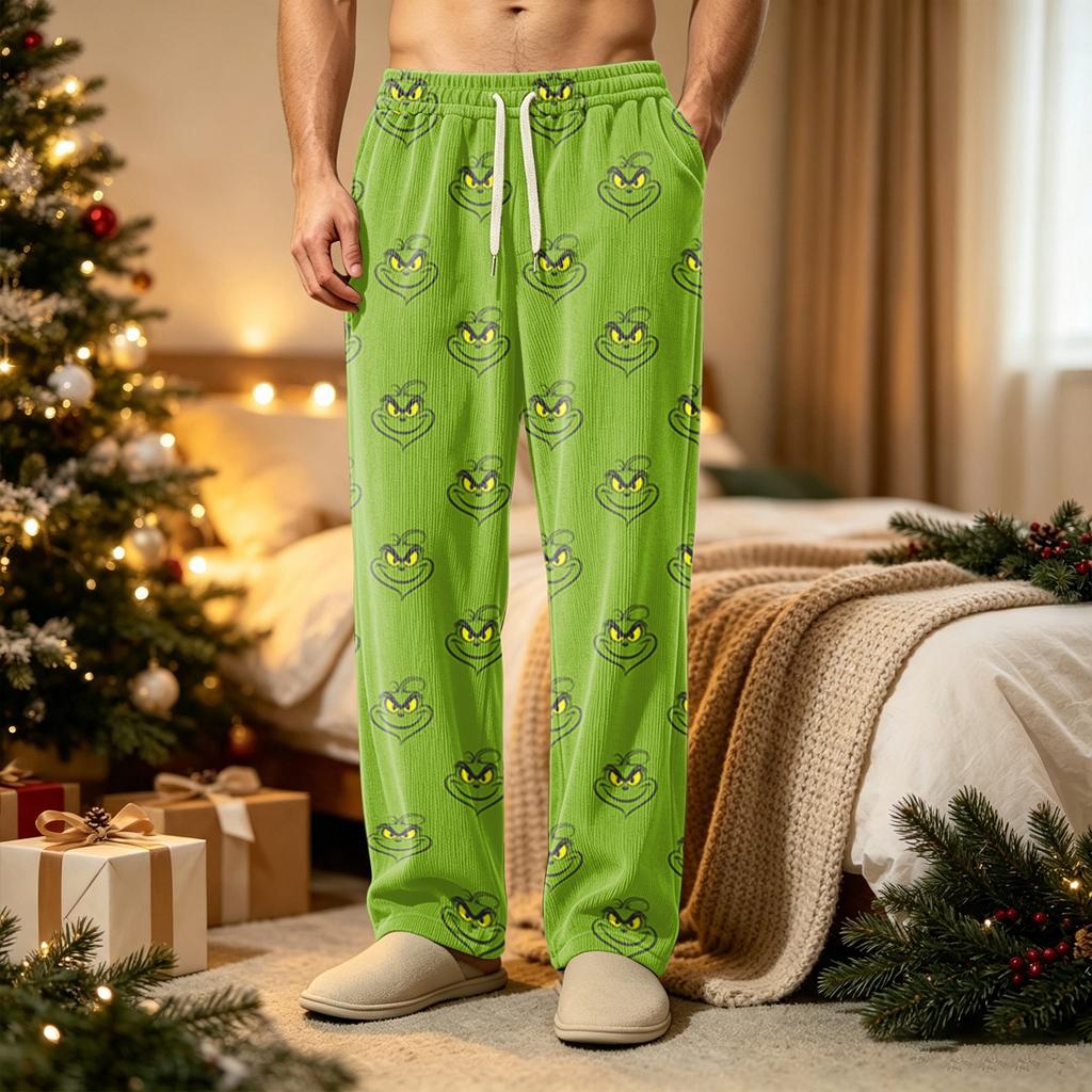 Herren Casual Strickhose mit weihnachtlichem Print, Farbe und Taschen für die Feier