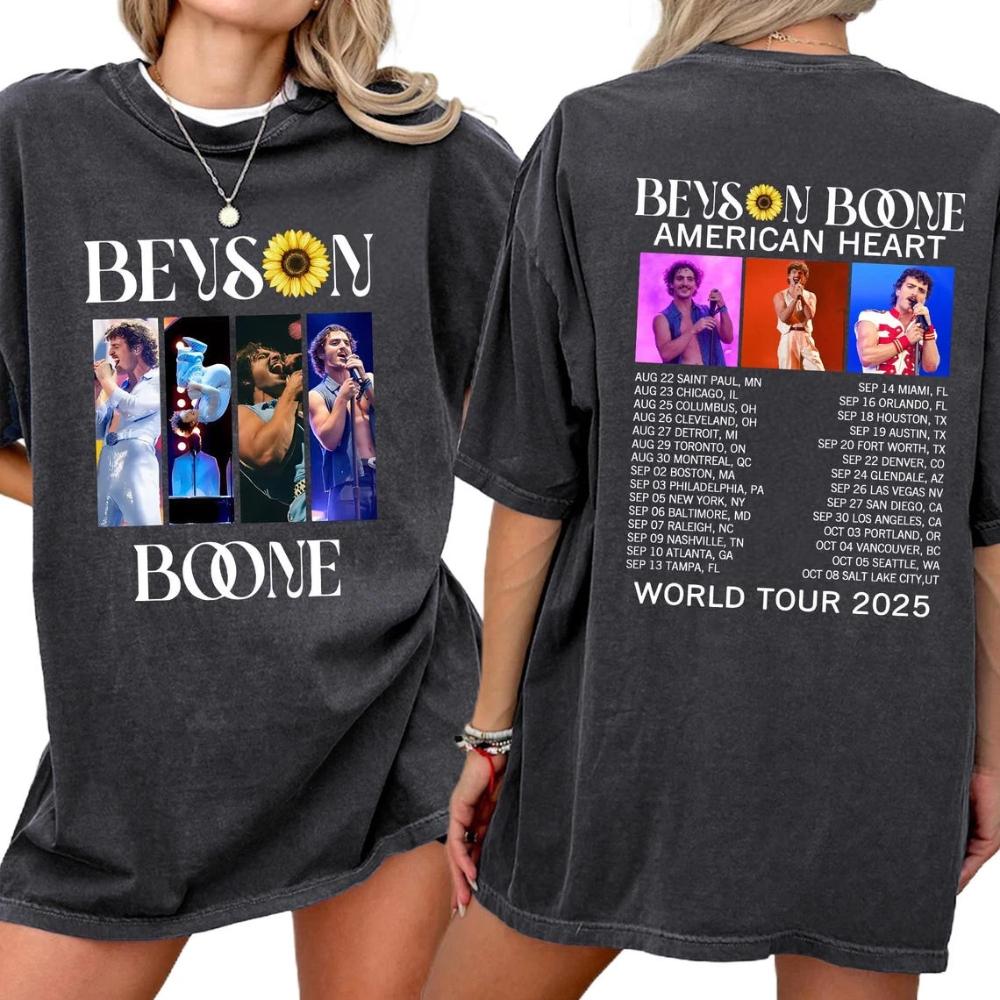 Retro Benson Boone Tshirt Tour Album Music Tshirt Unisex Pure Cotton Allseason Streetwear Base Layer Graphic T Shirts