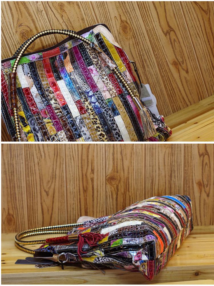Genuine Leather Women's Bohemian Snake Print Crossbody Shoulder Bag - New Colorful Design