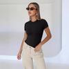 WTEMPO Damen Rundhals Bodysuits Mode Kurzarm Tops Stretch Basic Body