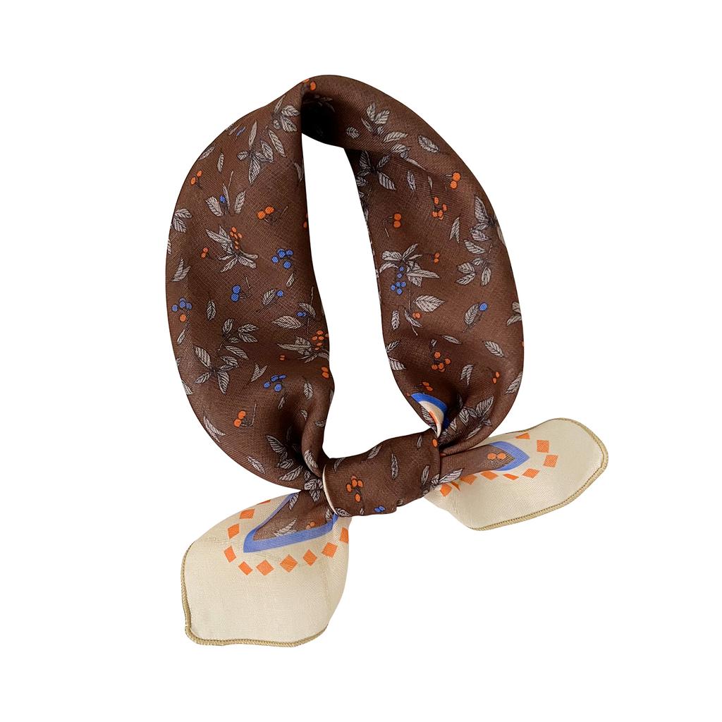 Retro Floral Cotton and Linen Small Square Scarf Women's Fashion Foreign Style Multi-functional Headscarf Summer Decoration Neck Protection Silk