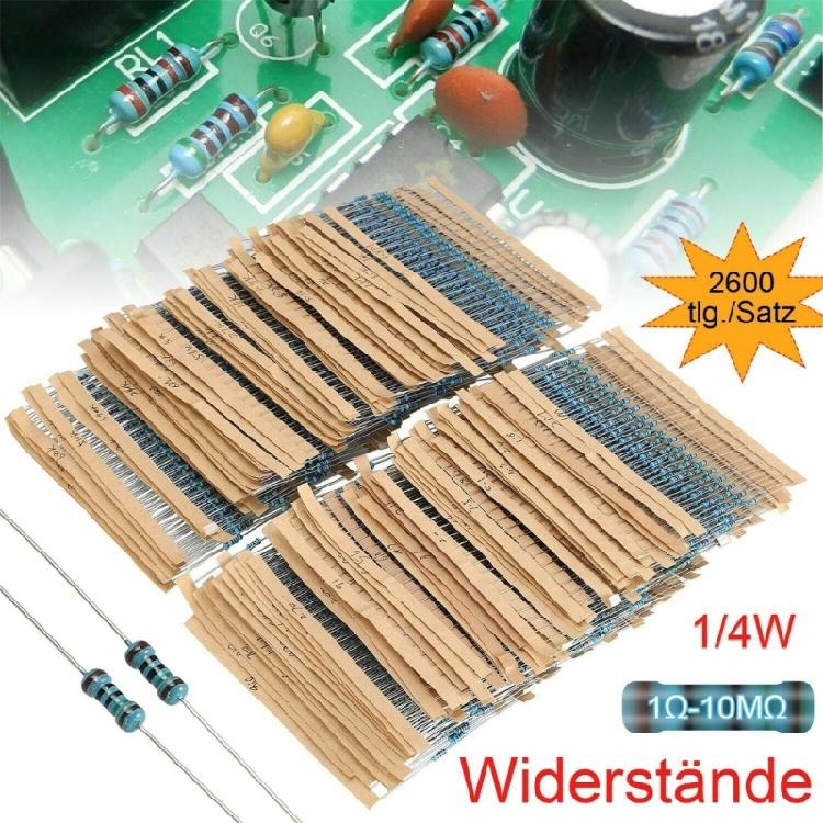 2600Pcs Metal Film Resistor Kits 1Ohm-10MOhm 1/4W 1% 130 Values Resistor Kits for Making Projects and Experiments
