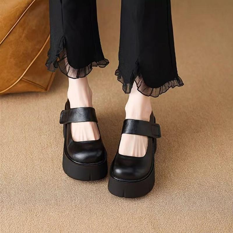 Fashion Wedges Shoes for Women 2025 Autumn New Chunky Heel Platform Mary Jane Shoes Simple and Stylish Women's Pumps Zapatos De Mujer