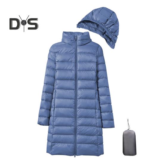 

Зимнее пуховое пальто с сумкой для хранения, утолщенный стеганый плюшевый капюшон, средней длины, ветрозащитная, с длинными рукавами, ветрозащитная, теплая, повседневная верхняя одежда из хлопка, куртка 2XL синий