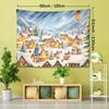 1pc Christmas Village Tapestry, 126x71inch, Festive Holiday Wall Hanging, Polyester Soft and Flat Fabric, No Power Needed, Woven, Textured, Natural St