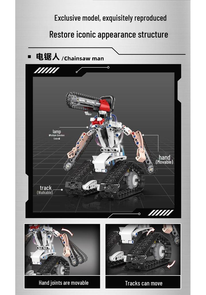 Dual Control 5-in-1 Chainsaw Robot Building Blocks: Educational Toy Gift for Kids