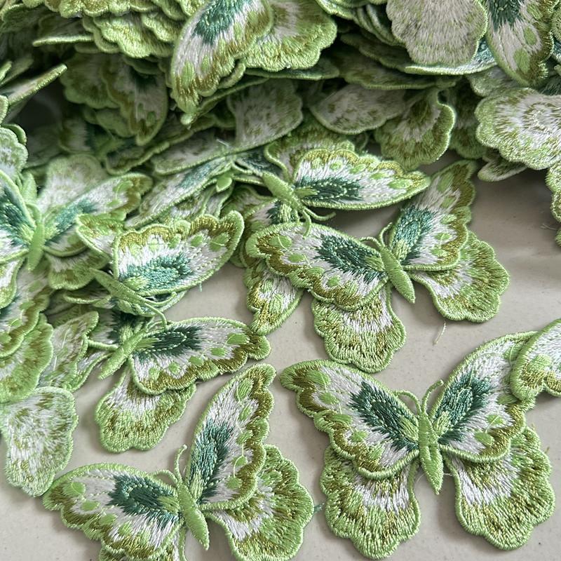 5Pcs Colorful Butterfly Fabric Applique Embroidery Patches 8x5.8cm Sew-On Stickers for DIY Sewing Hanfu Dress Clothing Patch