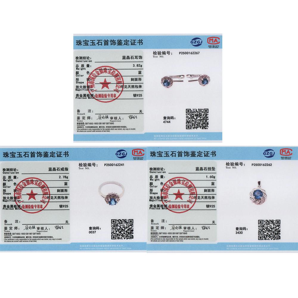 Návrh ve tvaru květu prsten náušnice přívěsek náhrdelník přírodní kyanit 925 Sterlingové stříbro jemná šperková sada pro ženy Dárky k narozeninám
