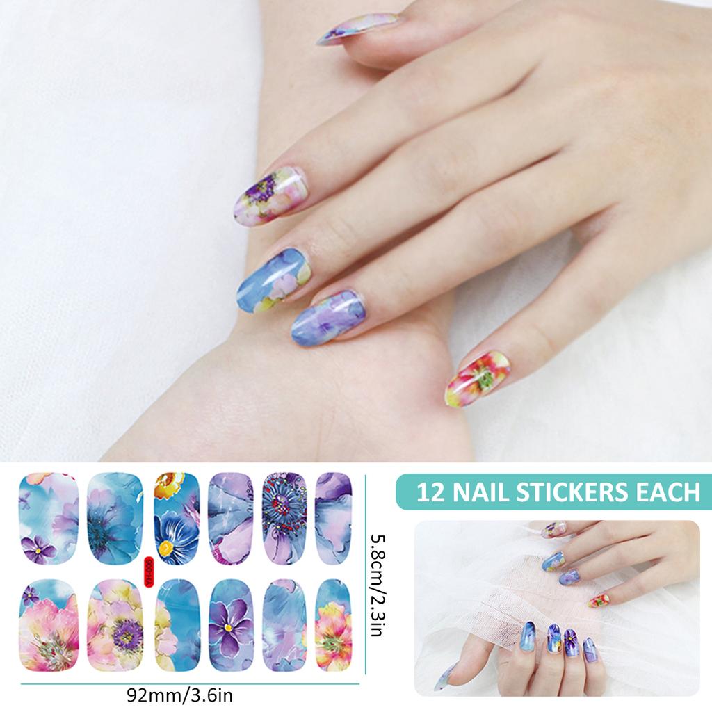 10 Sheets Nail Art Sticker Self-Adhesive Nail Polish Stickers Creative DIY Fully Wrapped Nail Art Stickers for Women and Girls