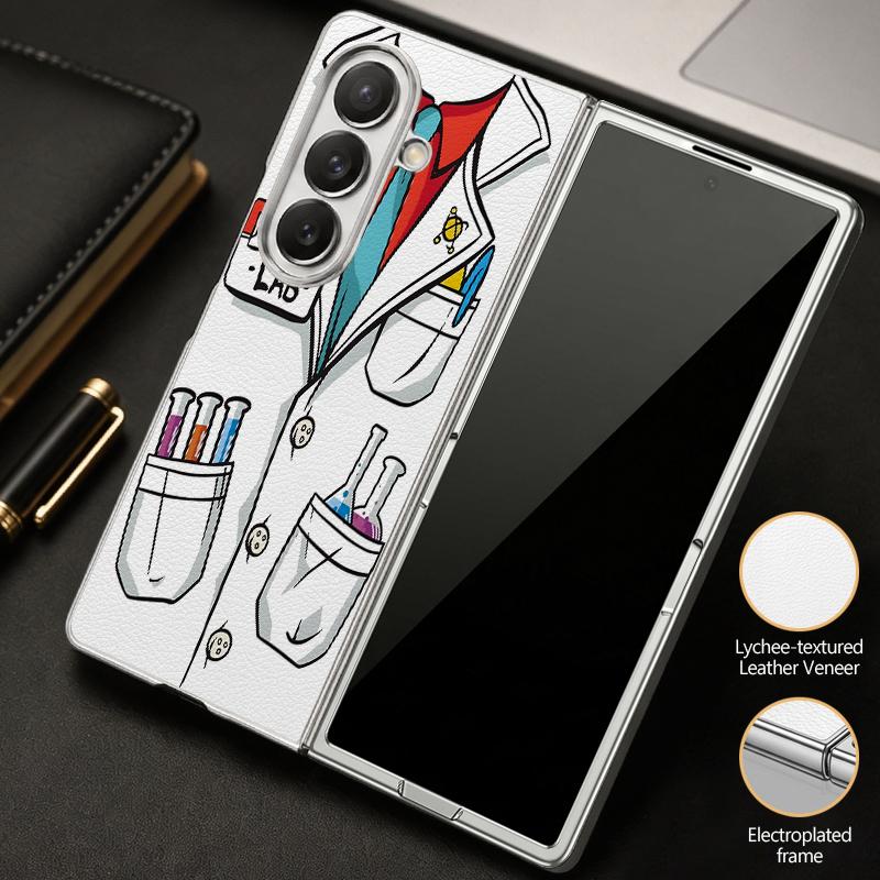 Cute Nurse Uniform Print Case For Samsung Z Flip 8 7 6 5 Luxury Plating Leather Skin Folding Phone Cover For Galaxy Z Flip8 Flip7 Flip6