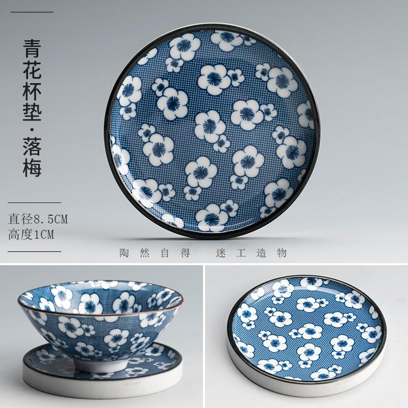 Retro Modrý a Bílý Porcelánový Jídelní Talíř Kulatý Talíř na Ovoce Keramická Vařicí Mísa Květinový Vzor Dezertní Talíř Kuchyňské Nádobí