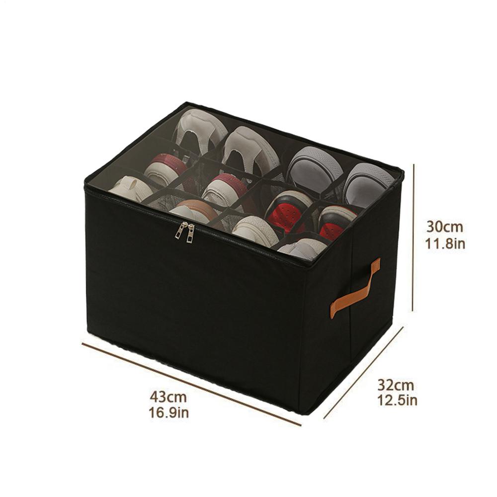 Складные контейнеры для обуви, коробки для кроссовок с крышками, корзины для хранения обуви для спальни, прихожей, комнаты, пола, общежития, фургона, кроссовок чёрный