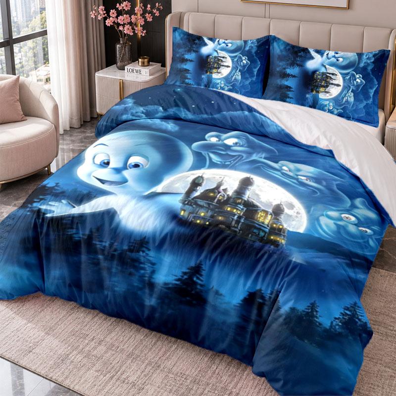 Casper the Friendly Ghost 3Pcs Bedding Set Duvet Cover With Two Pillowcases For Bedroom Home Decoration