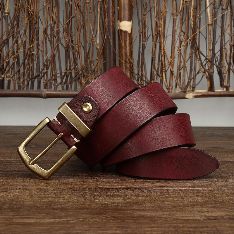 

Мужской ремень, толстый ретро-ремень из натуральной кожи растительного дубления, ремень с пряжкой, мужской повседневный универсальный ремень 130cm