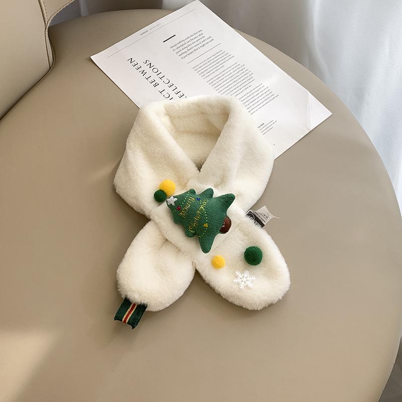 

Korean Style Kids Christmas/Winter Rex Rabbit Fur Scarf - Cute, Warm Neck Warmer for Boys and Girls 75*10 cm белый