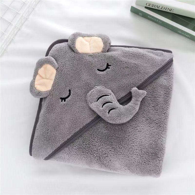 Soft Absorbent Coral Fleece Baby Swaddle Towel and Anti-Kick Blanket Cloak